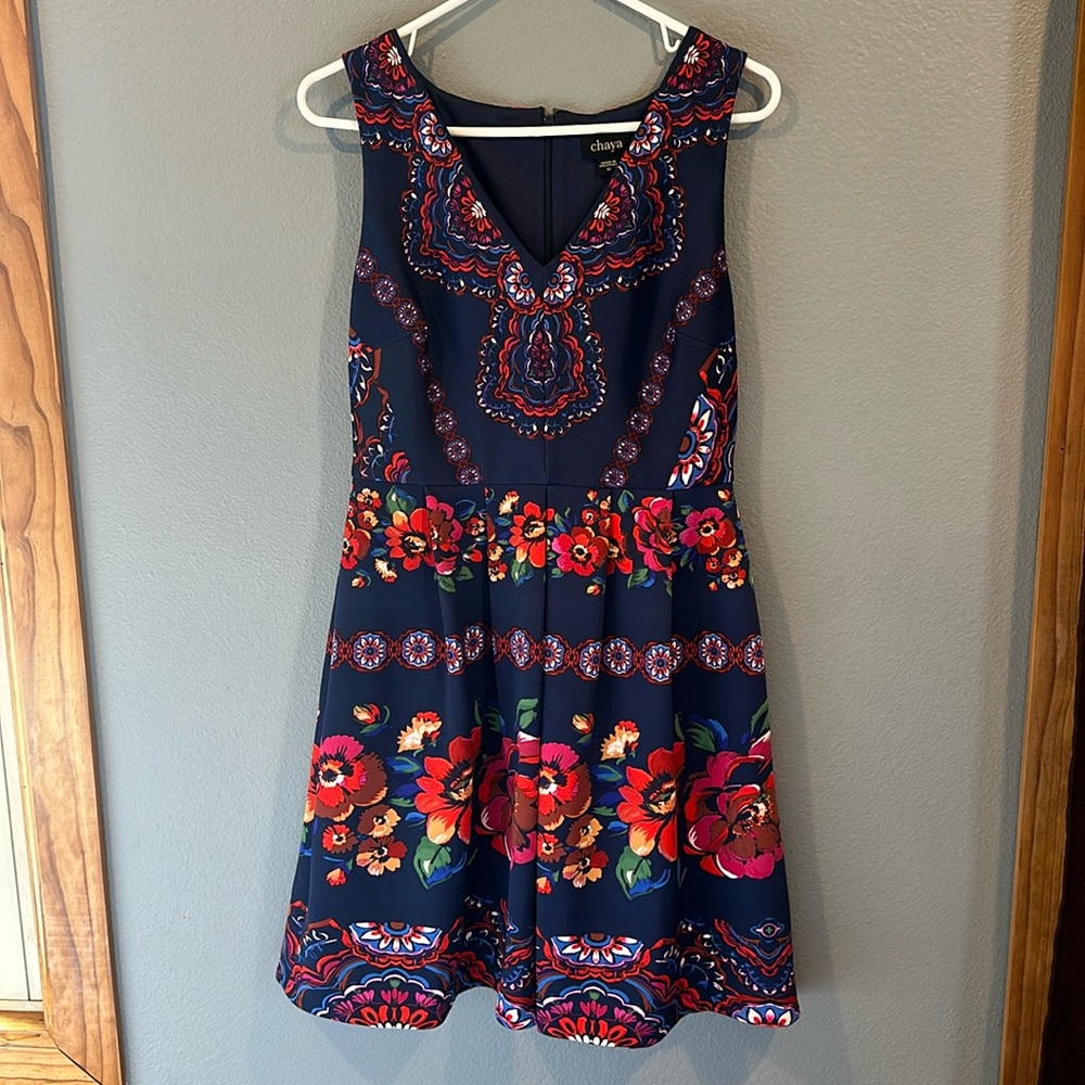 Chaya Size 10 Navy with Flowers Dress